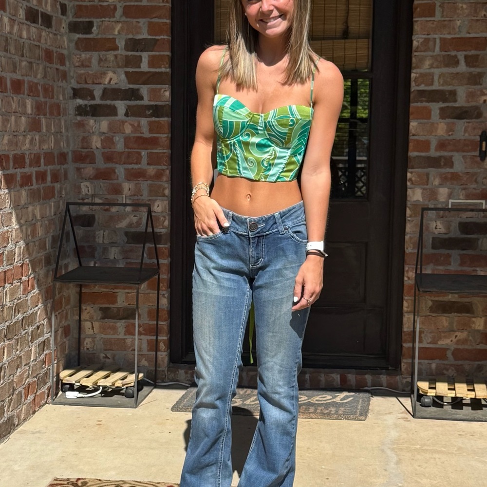 SHEIN Green Swirl Crop Top
